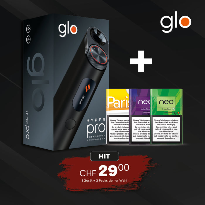 glo Hyper X Pro (Obsidian Black) + 3 Packs Deiner Wahl - Bundle