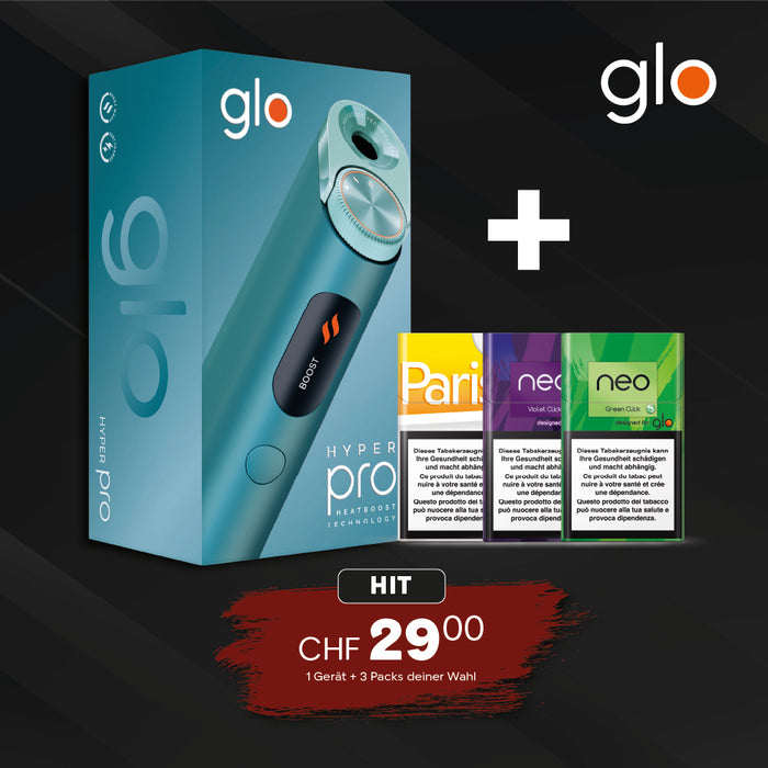 glo Hyper X Pro (Jade Teal) + 3 Packs Deiner Wahl - Bundle